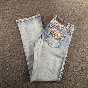 Rue21 Light Blue Boot Cut Jeans with Paisley Pocket Accent